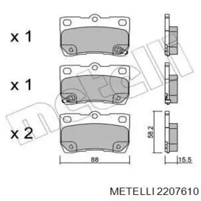 Задние тормозные колодки 2207610 Metelli