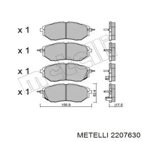 Передние тормозные колодки 2207630 Metelli