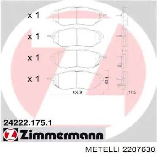 Колодки Metelli 2207630 цена, от 36.79 USD