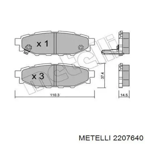 Колодки тормозные задние дисковые METELLI 2207640