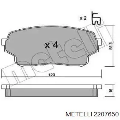 Передние тормозные колодки 2207650 Metelli