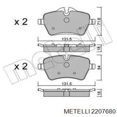 Передние тормозные колодки 2207680 Metelli