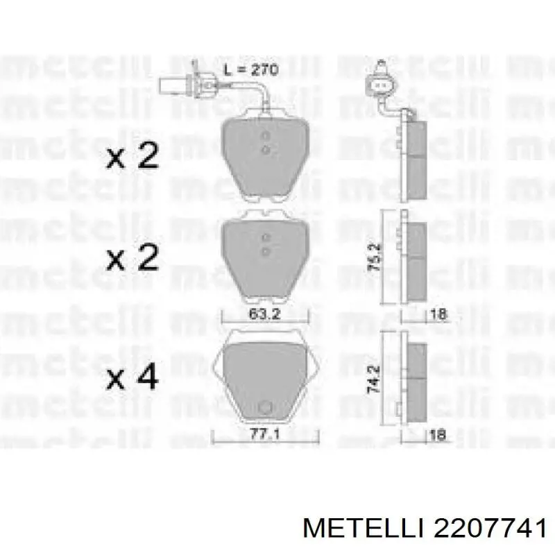 Колодки Metelli 2207741 цена, от 59.67 USD