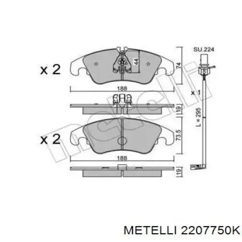 Передние тормозные колодки 2207750K Metelli