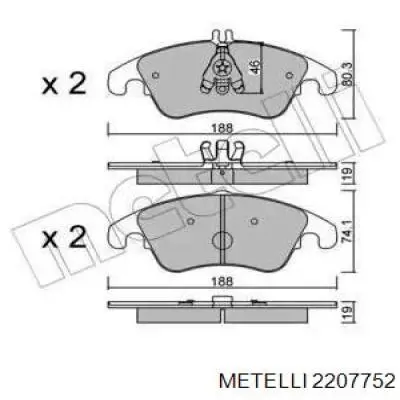 Передние тормозные колодки 2207752 Metelli