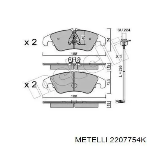 Передние тормозные колодки 2207754K Metelli