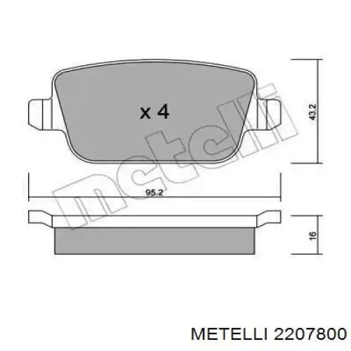Купить 2207800 Metelli Колодки тормозные задние, дисковые