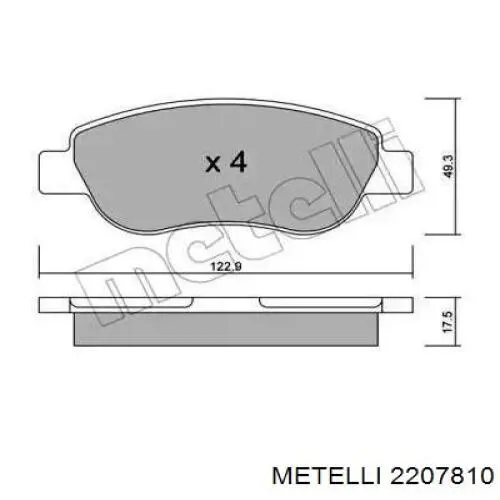 Передние тормозные колодки 2207810 Metelli