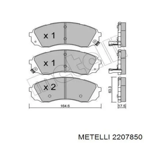 Передние тормозные колодки 2207850 Metelli