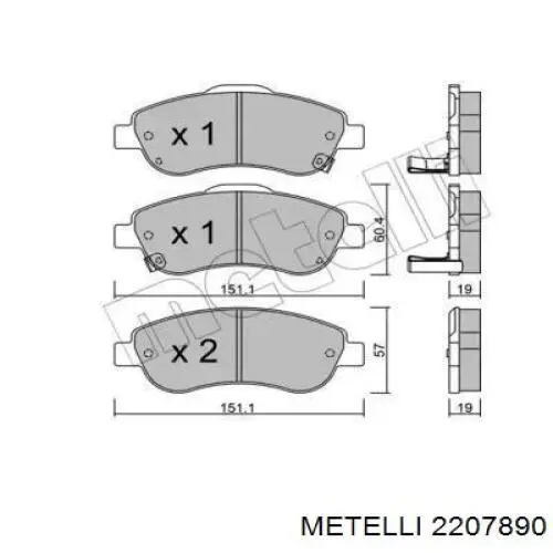 22-0789-0 Metelli передние тормозные колодки