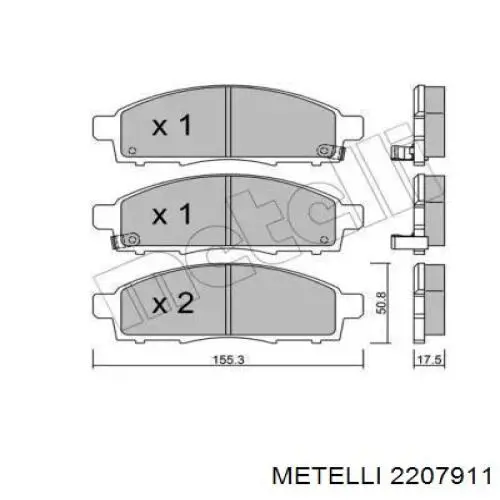 Передние тормозные колодки 2207911 Metelli