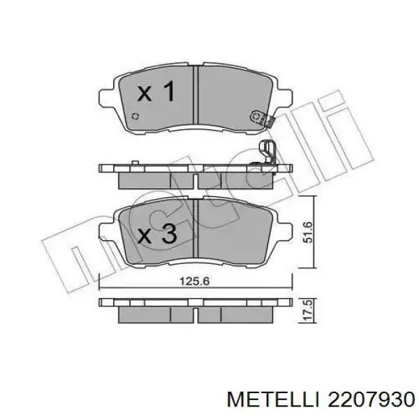 Передние тормозные колодки 2207930 Metelli