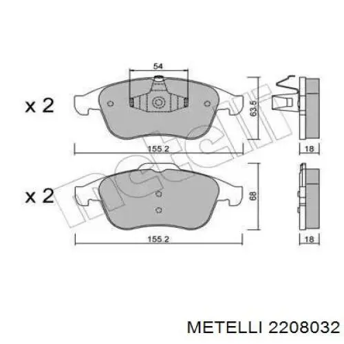 22-0803-2 Metelli колодки тормозные передние дисковые