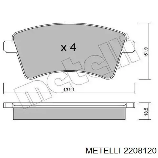 Передние тормозные колодки 2208120 Metelli