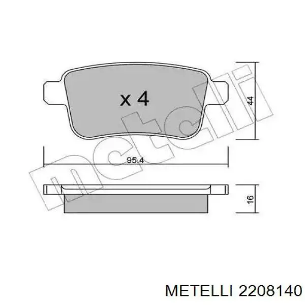 Задние тормозные колодки 2208140 Metelli