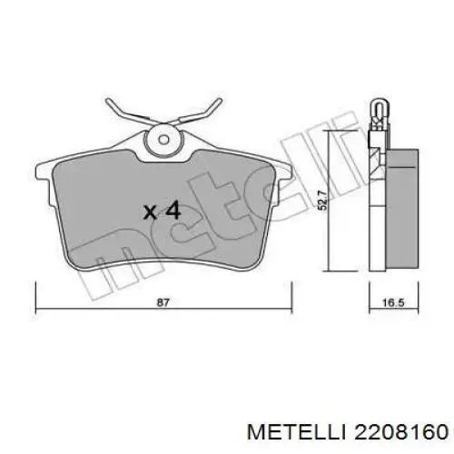 Колодки тормозные задние дисковые METELLI 2208160