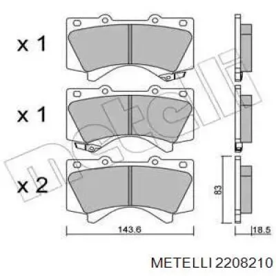 Передние тормозные колодки 2208210 Metelli