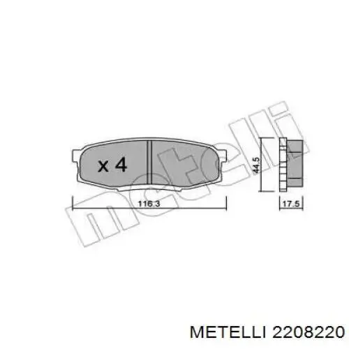 Задние тормозные колодки 2208220 Metelli