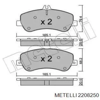 Передние тормозные колодки 2208250 Metelli