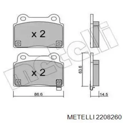 Задние тормозные колодки 2208260 Metelli