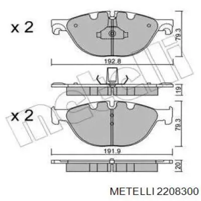 Передние тормозные колодки 2208300 Metelli