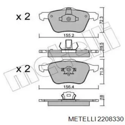 Передние тормозные колодки 2208330 Metelli