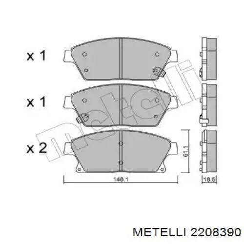 Передние тормозные колодки 2208390 Metelli