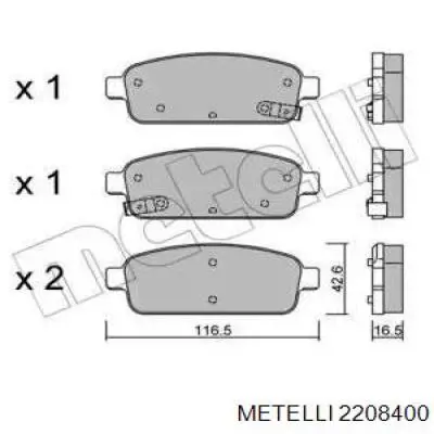 Задние тормозные колодки 2208400 Metelli