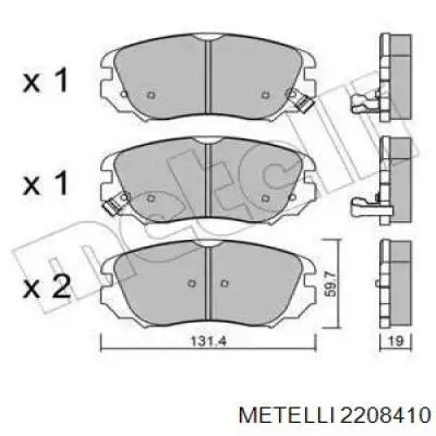 Передние тормозные колодки 2208410 Metelli