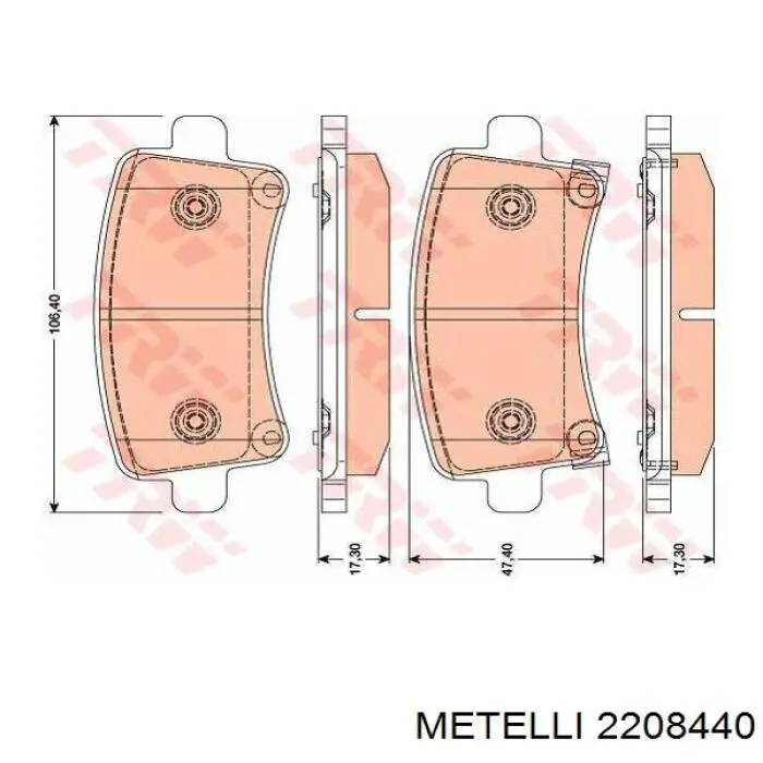 Колодки гальмові задні, дискові 2208440 Metelli