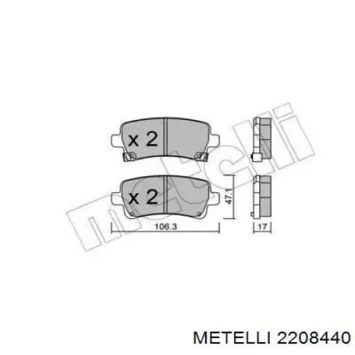 Задние тормозные колодки 2208440 Metelli