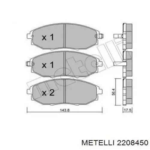 Передние тормозные колодки 2208450 Metelli