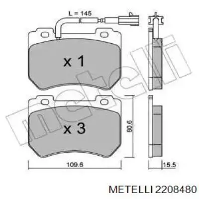 Передние тормозные колодки 2208480 Metelli