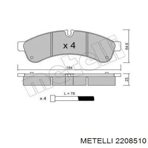 22-0851-0 Metelli задние тормозные колодки