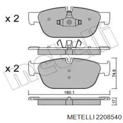 Передние тормозные колодки 2208540 Metelli