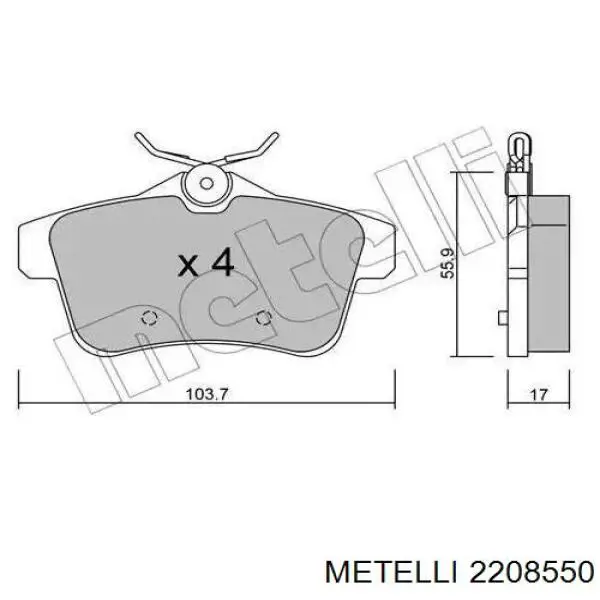 2208550 Metelli Колодки тормозные дисковые комплект