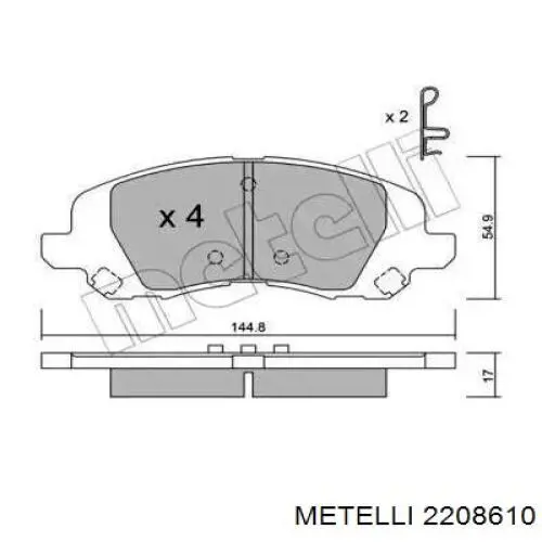 Передние тормозные колодки 2208610 Metelli