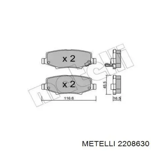 Задние тормозные колодки 2208630 Metelli