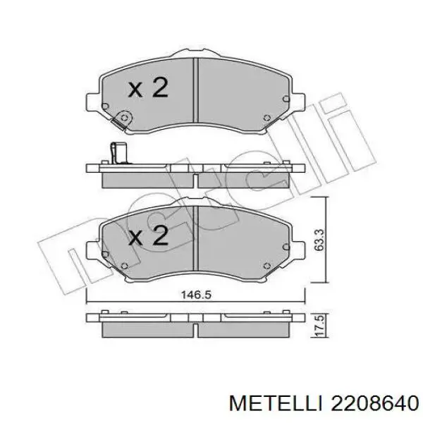 Задние тормозные колодки 2208640 Metelli