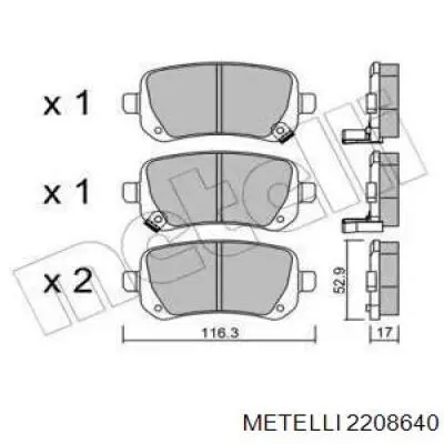 Задние тормозные колодки 2208640 Metelli