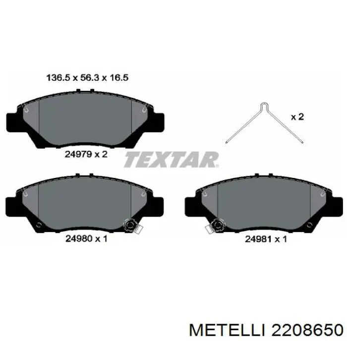 Колодки Metelli 2208650 цена, от 27.17 USD