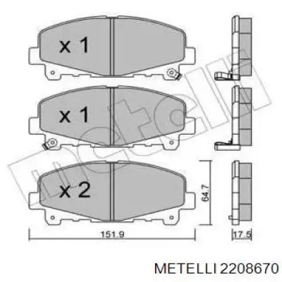 Передние тормозные колодки 2208670 Metelli