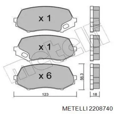 Передние тормозные колодки 2208740 Metelli