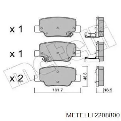 Задние тормозные колодки 2208800 Metelli