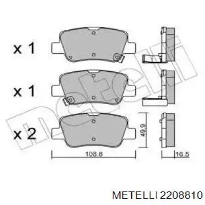 Задние тормозные колодки 2208810 Metelli