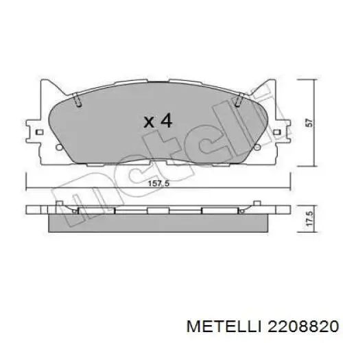 Передние тормозные колодки 2208820 Metelli