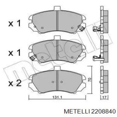 Передние тормозные колодки 2208840 Metelli