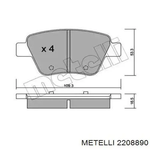 Колодки тормозные задние дисковые METELLI 2208890