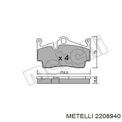 Задние тормозные колодки 2208940 Metelli