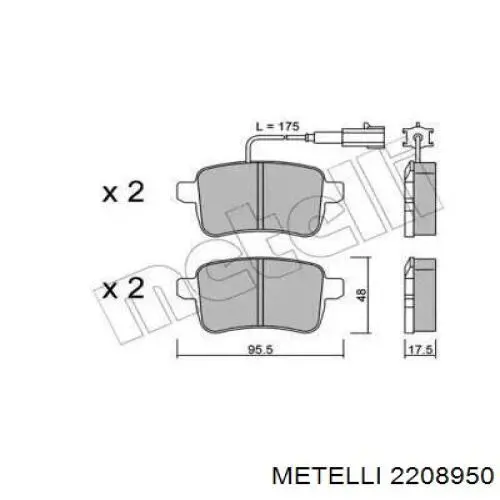 Задние тормозные колодки 2208950 Metelli